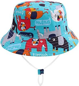 Malaxlx Infant Bucket Sun Hat Elephant Blue Print Summer Outdoor Toddler Beach Hat for 1-2 Years Old Boys Girls
