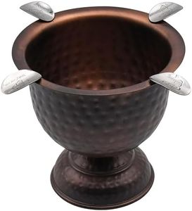 Stinky Cigar Antique Hammered Copper Cigar Ashtray with 4 Stirrups for Indoor & Outdoor Use | Windproof Design with 4.25 inch Deep Bowl for Cigars, Antique Ashtray Cigar Aficionados and Home Decor