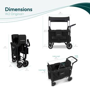 WONDERFOLD W2 Double Stroller Wagon – 2 Face-to-Face Seats, UV Canopy, Black