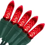 Sunnydaze 70-LED Outdoor Christmas String Lights - M6 Faceted Style Bulbs - 21-Foot Lighted Length - Red