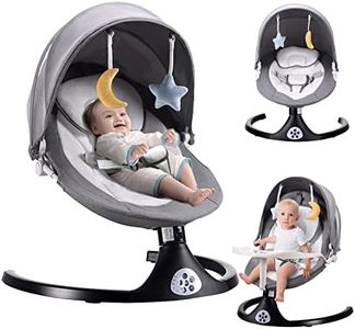 ZRWD Baby Swing for Infants, 5 Speed Electric Bluetooth Rocker Newborn, 3 Timer Settings & 10 Pre-Set Lullabies, Portable with Tray Remote Control 5-26 lbs, 0-12 Months, Grey (8G-JJA6-40NO)