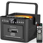 Greadio Portable CD Player for Home, Rechargeable Boombox Cassette Player, FM Radio CD Player with Bluetooth, 5000mAh Battery, Remote Control, USB, AUX, TF/SD Card, 5W Dual Stereo Speaker (Black)