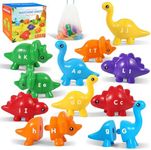 ABC Alphabet Dinosaurs Matching Learning Toy for Kids 2-4, 3-5, 26PCS Montessori Double-Sided Dinosaur Toys Match Letter, Fine Motor Toys, Preschool Educational Learning Toys for Toddlers 2-4 years