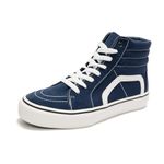 HEVA Women's Classic Canvas Shoes Comfortable Sneakers Men's Lace-up Trainers Casual Shoes(4UK 37EU,High Navy)