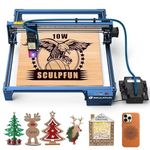 SCULPFUN S30 Pro 10W Laser Engraver with Auto Air Assist Pump & Nozzle, Cleaner and Faster Laser Cutter, Higher Accuracy Laser Engraving Machine, 10x Service Life, 36.8"x35.6" Expandable Working Area