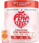 Peach Perfect Creatine Monohydrate Powder, Pink Lemonade, Glute Builder Creatine for Women with Collagen, BCAAs, 5g Vegan Micronized Creatine per Serving, for Energy, Muscle Support, 30 Servings