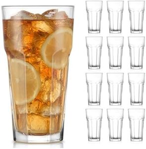 Libbey Gibraltar DuraTuff Drinking Glass Drinking Cup Set, Iconic Heavy Base Bar Glassware Thick Drinking Glasses Set of 12, 22-Ounce Iced Tea Glasses