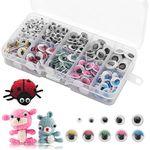 Self-Adhesive Googly Wiggle Eyes, 430Pcs Assorted Size 5-12mm Stick On Googly Eyes Wobbly Eyes with Eyelashes for Halloween,Scrapbooking Accessories Doll Eye Making Craft with Box (5/6/8/10/12 mm)