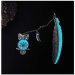 Vintage Feather Metal Bookmark, Unique Glow in The Dark Bookmark Gift for Men Women (Antique Silver Owl)