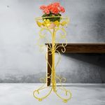 MetalTouch Elegant Plant Stand vase Type Flower Pot Stand for Balcony Living Room Outdoor Indoor Plants Plant Holder Home Decor Item-60 cm (Golden)