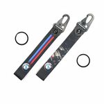 ERODIAN Lanyard BMW Keychain | 25mm Racing Tag Keychain Holder | Wrist Band Key Ring Compatible for All Bikes, Cars - Black Color (Pack of 2) (Key Hook With Black Ring)