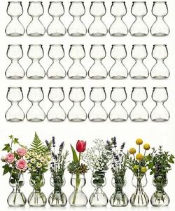 Garden Guru Plant Propagation Stations - Clear Glass Bud Vases Set of 32 - Mini Vases for Wedding Centerpieces, Cafe Décor, Tea Shop Displays - Small Hydroponic & Flower Vase