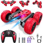 Coastaler Remote Control Cars, 2.4 Ghz RC Car with LED Light and Music, 360° Rotation Double Side Flip 4WD RC Stunt Car Kids Toys Gifts for Kids Boys Girls Toys age 3 4 5 6 7 8