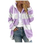 Womens Fleece Jackets Clearance Color Blocked Hoodies for Womens UK Oversized Full Zip Up Hoodie Y2K Jacket Sweatshirt Fall Winter Warm Hoodies Trendy Cute Jackets Outerwear