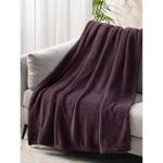 Cloth Fusion Flannel Plush Blanket Single Bed for Winters (58X86 inches or 147X220 cm,Plum)