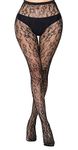 Black Fishnet Net Tights/Fashion Pattern Pantyhose (Daisies)