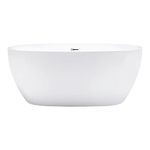 WOODBRIDGE 59" Acrylic Freestanding Bathtub Contemporary Soaking White Tub with Chrome Overflow and Drain,B0018-C