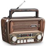 Gelielim Portable Radio AM FM, Retro Bluetooth 5.3 Speaker, Shortwave Radio Support TF Card/USB, Battery Powered Radio, Gifts Idea for Elder, Retro Vintage Decor for Home