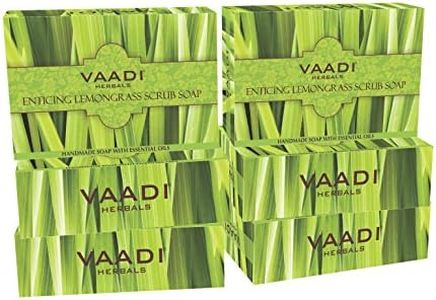 (Lemongrass Soap) - Handmade Ayurvedic Bar Soaps - ALL Natural - Best Natural Skin Moisturiser - Made with 100% Aromatherapy Essential Oils - Antifungal - Antibacterial - Anti Ageing - Anti Acne - Each 80mls - Pack of 6 (470mls) - Vaadi Herbals