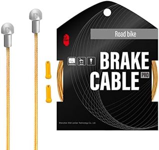 CNC Bike Brake Cable for Road Bike，Pro Slick Polished Bicycle Brake Cable for Shimano/Sram with End Caps，2800mm，Gold.