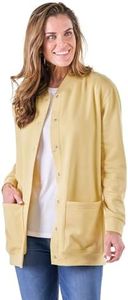 CATALOG CLASSICS Womens Fleece Jacket Snap Front Cardigan Sweatshirt for Women, Butter Yellow, 1X
