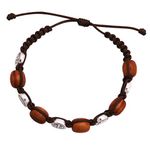 Rosemarie & Jubalee Religious Saint Benedict Medals and Wood Beads Slip Knot Bracelet