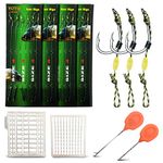 YOTO Carp Fishing Hair Rigs - 24Pcs High Carbon Steel Curved Barbed Carp Hook Swivel Boilies Fishing Rigs with Braided Thread Line Rolling Carp Fishing Accessories, Size #4