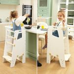 GroowingMind® Toddler Tower with Removable Seat – Anti-Tip Wooden Standing Tower, 220lb Capacity, ASTM F2613-22 Certified, 3-Height Adjustable Montessori Step Stool for Kids 18M-5Y