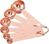 Tablespoons Teaspoons Measure Spoon Set of 6, Copper Plated Metal Measuring Spoons for Measuring Dry or Liquid Ingredients Spice for Kitchen Baking Cooking, Rose Gold Measuring Scoops Gift Set