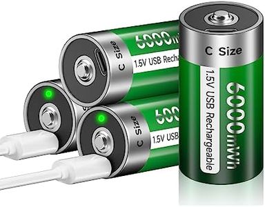 Palogreen Batteria ricaricabile Baby C USB 6000 mWh – 4 batterie ricaricabili al litio da 1,5 V/batteria C ad alta capacità con cavo di ricarica di tipo C, ricarica rapida 3 ore