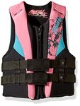 O'NEILL Youth Reactor USCG Life Vest, Black/Pink/Turqouise, 50-90 lbs