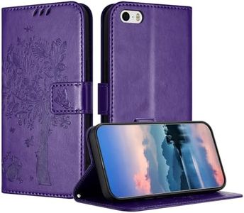 JayModCase Funda para iPhone SE 2016 / iPhone 5/ 5S, Carcasa Case Plegable Protector Función de Soporte Tarjetas Magnética Compatible con iPhone SE 2016 - Morado Tinta