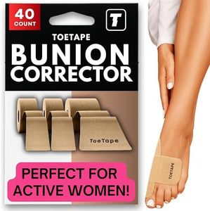 Bunion Corrector & Pain Relief Kinesiology Athletic Tape | For Bunions & Turf Toe | Big Toe Spacer/Separator/Straightener Tape for Men & Women | 80 Precut Kinesiology Tape Pcs | Nude Color