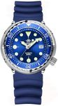 ADDIESDIVE Men's Wrist Watches Diver 300M Japan NH35 Rubber Strap Synthetic Sapphire Crystal Blue Dial Automatic Watches for Men
