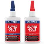 GH1200 Super Glue 57 gram (28.4g × 2) Value Pack All Purpose with Anti Clog Cap. Ca Glue - Adhesive SuperGlue. Cyanoacrylate Glue for Hard Plastics, DIY Craft, Metal and Many More, 2 Oz(1 oz × 2)