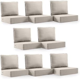 Outdoor Cushion Set for Furniture patio furniture,UV Resistant,Waterproof outdoor cushion set - 6 Inch thick foam garden cushions– 24x24 Inch Patio Seat Covers for Chair/Sofa/Couch | Beige | 8-pack |