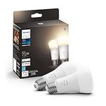 Philips Hue Smart 75W A19 LED Bulb - Soft Warm White Light - 2 Pack - 1100LM - E26 - Indoor - Control with Hue App - Works with Alexa, Google Assistant and Apple Homekit