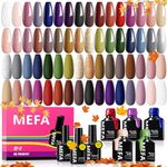 MEFA 35 Pcs Gel Nail Polish, 32 Colors Fall Winter Gel Polish with Base Coat No Wipe Glossy&Matte Top Coat Gold Glitter Dark Red Purple Shimmer Nude Brown Nail Polish Gel Nails Art Manicure DIY Salon Home Gifts for Women Girls