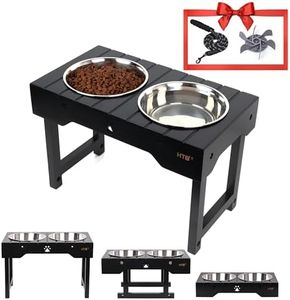 HTB Elevated Dog Bowls with Slow Feeder & pet Leash,Raised Dog Bowl Stand Adjusts to 3.1”,8.1”,11.8”