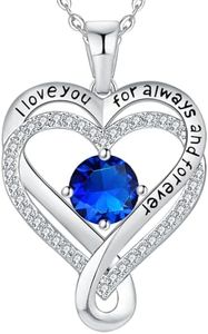 Mkhhy Gifts for Wife Silver Necklace for Women Anniversary Wife Birthday Gift Ideas Infinity Heart Sapphire Birthstone I Love You Womens Jewelry for Her Girlfriend Birthday Mom Daughter September