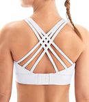 IUGA Sports Bras for Women High Support Large Bust High Impact Womens Sports Bras Strappy Padded Sports Bra White