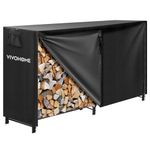 VIVOHOME 6ft Heavy Duty Indoor Outdoor Firewood Storage Log Rack with Cover Combo Set Black