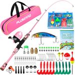 PLUSINNO Kids Fishing Pole with Spincast Reel Telescopic Fishing Rod Combo Full Kits for Boys, Girls, and Adults (Pink, 120cm 47.24In)
