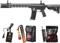 Lancer Tactical Gen 3 SPR Interceptor M4 Airsoft with Programmable Mosfet/ETU-Electric Full/Semi-Auto AEG Rifle (Lipo Battery & Charger Included) (Black)