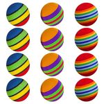 Rumyve 12 Pcs Rainbow Cat Toy Balls - Interactive Indoor Play Balls for Cats and Kittens