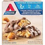 Atkins Snack Bars - Caramel Chocolaty Nut Roll, Low Sugar, Keto-Friendly, High Fibre, 2g Sugar, 3g Carbs, 5ct