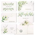 VNS Creations Bulk Boxed Set - Thank You Cards with Envelopes and Assorted Stickers - Watercolor Botanical Design - Ideal for Weddings - Baby Showers and Birthday - Gold Foil Thank You Card - 100 card