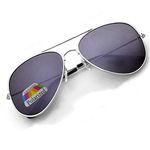 4sold Vintage Retro Original Mirror lens Polarized Sunglasses Glasses Air Force Unisex UV 400 Protection (Silver-Black)