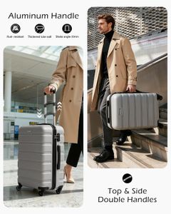COOLIFE 28" Large Hard Shell Suitcase – Lightweight ABS+PC, Spinner Wheels, Silver