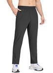 BALEAF Men's Running Pants Elastic Waist Lightweight Jogging Stretch Golf Workout Pants with Zipper Pockets, Black, X-Large